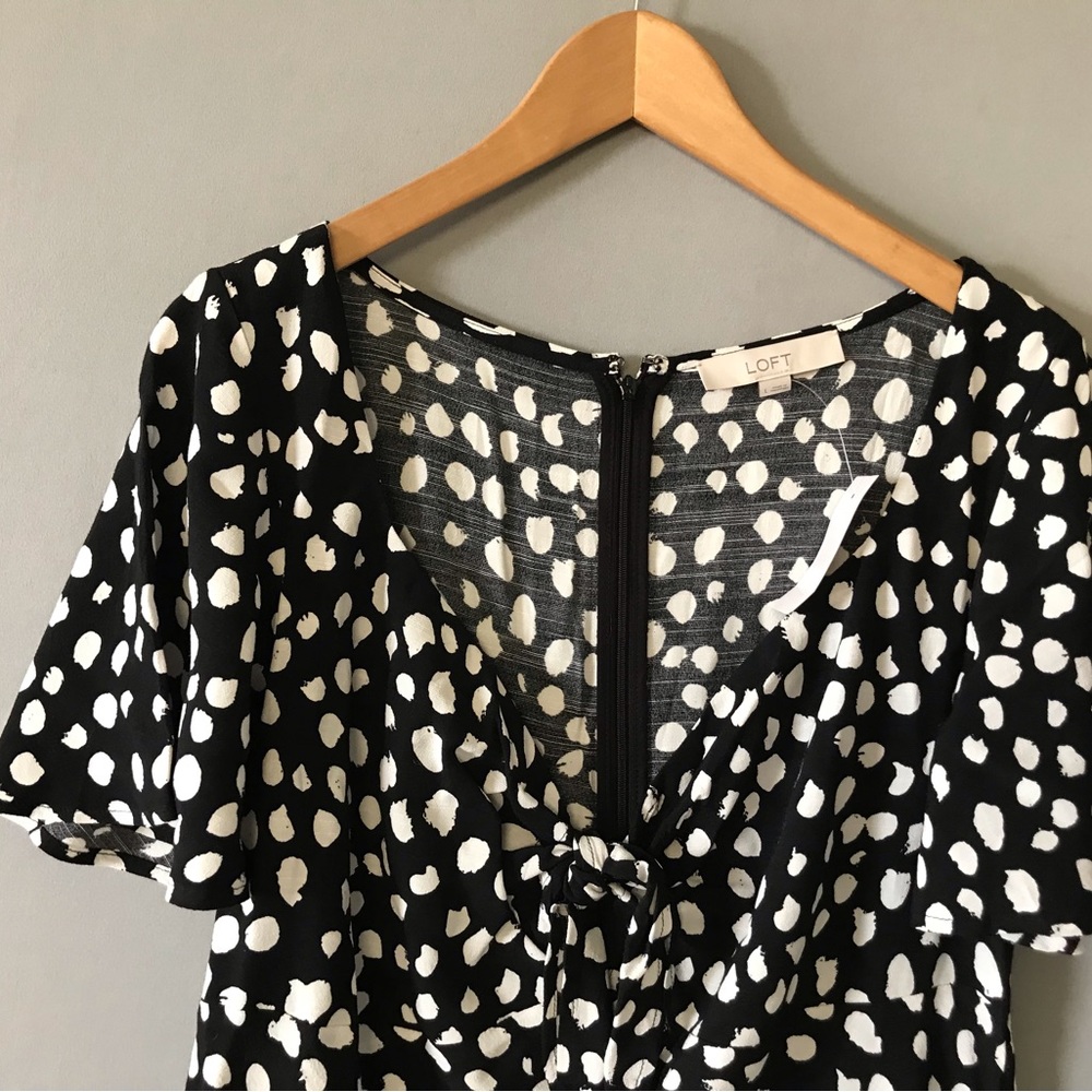 NWT Loft dress size L short sleeve black white - Picture 3 of 7
